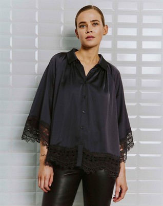 Dagmar WBL Sateen Lace Skjorte - Dark Grey